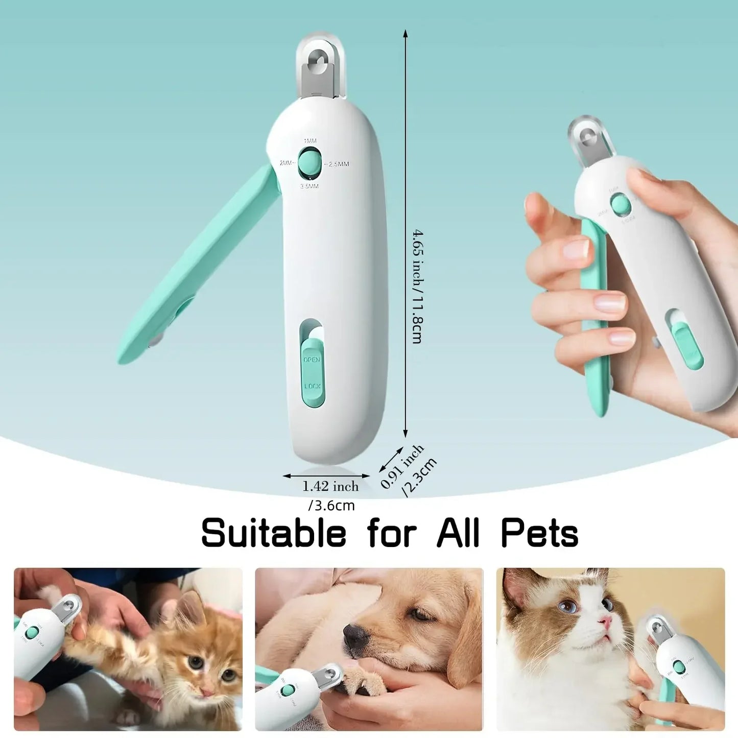 Professional Pet Nail Clippers with Adjustable Hole, Avoid Over-Cutting
