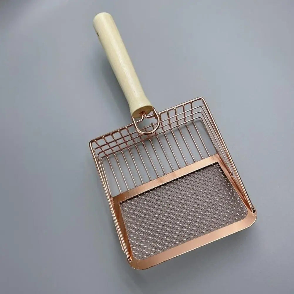 Cat Litter Shovel Stainless Steel Wooden Handle Easy To Rust Washable Kitten Litter Scoop Cats Toilet Cleaning Shovel Tool