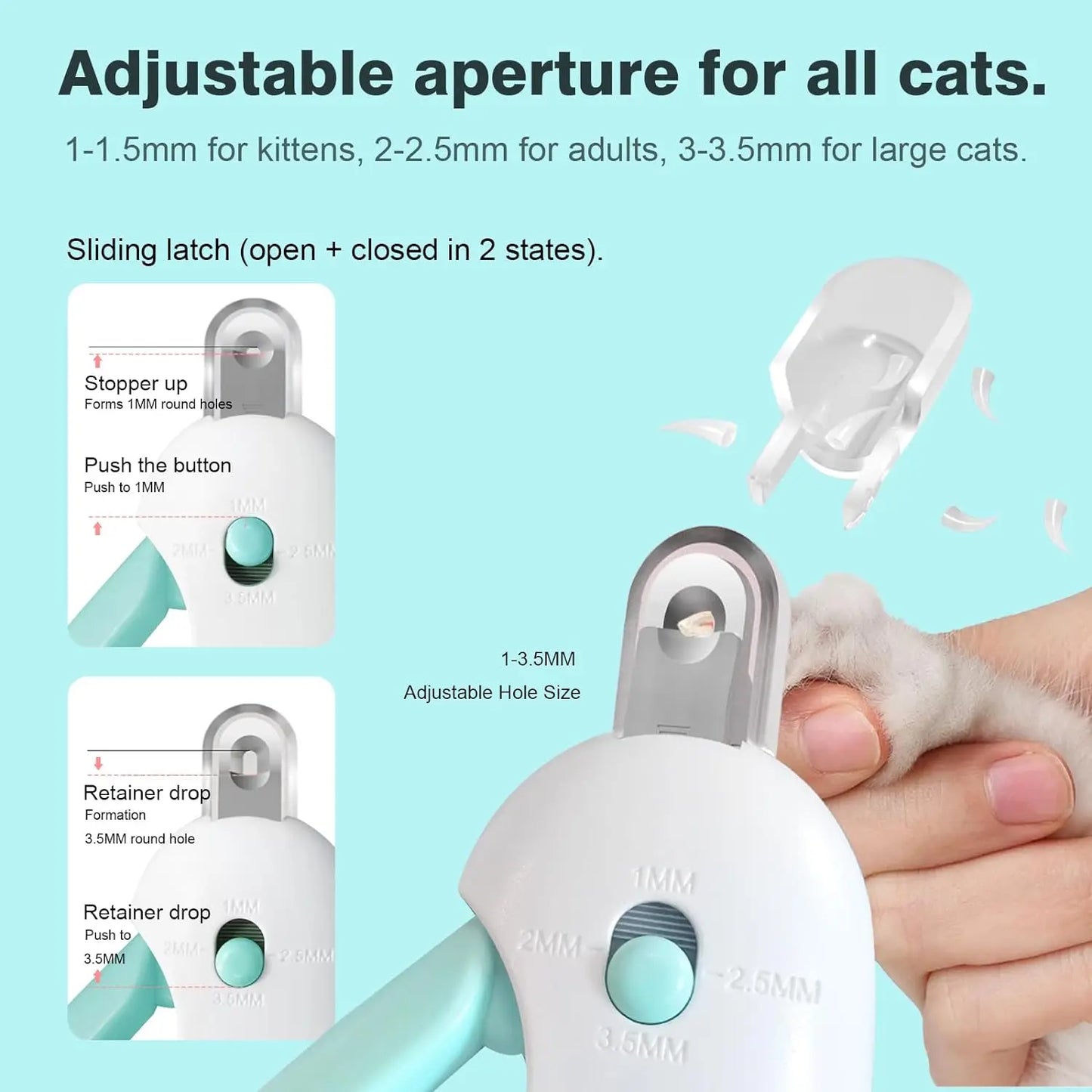 Professional Pet Nail Clippers with Adjustable Hole, Avoid Over-Cutting