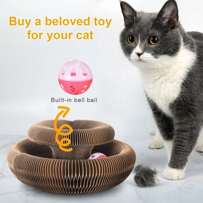 Foldable Cat Scratching Board with Ball Track