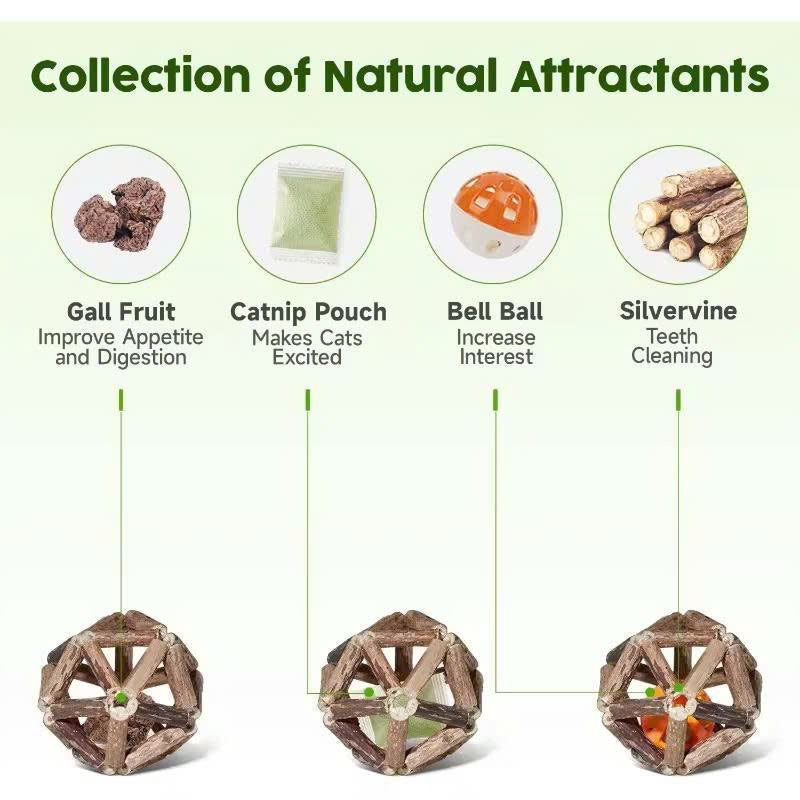 Calming Cat Chew Duo – 2pcs Bell & Mint Set