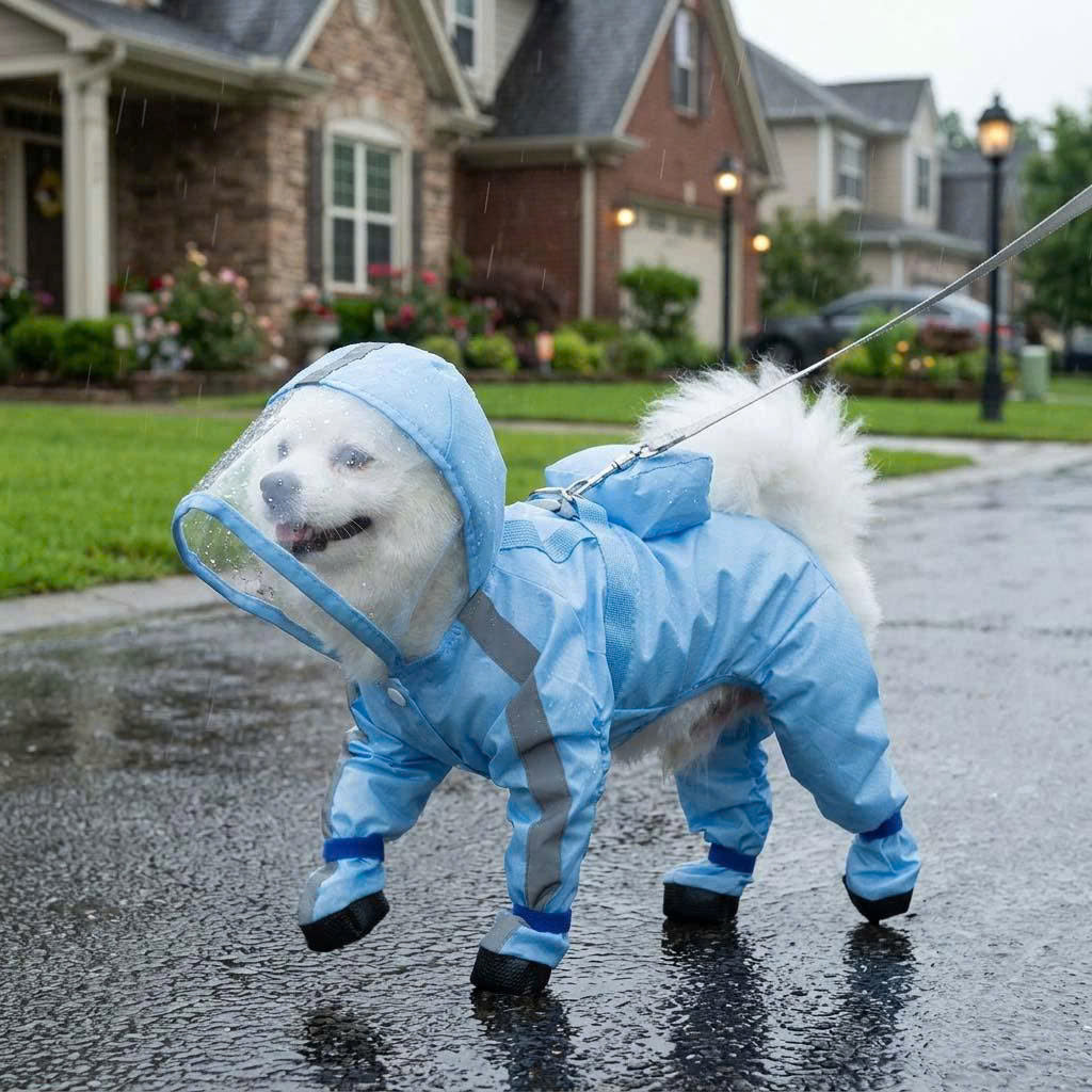 All-in-One Dog Raincoat with Boots