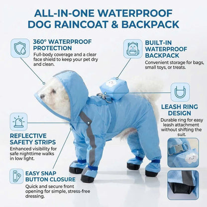 All-in-One Dog Raincoat with Boots