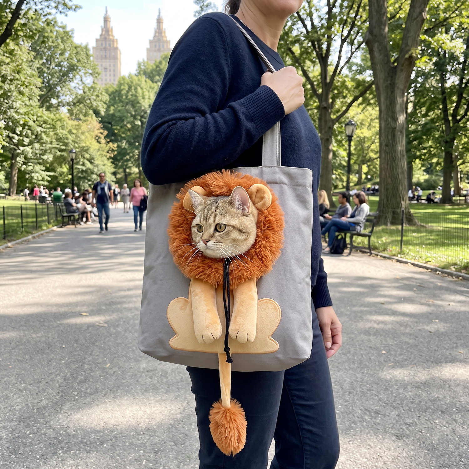 Cat shoulder carrier used outdoors