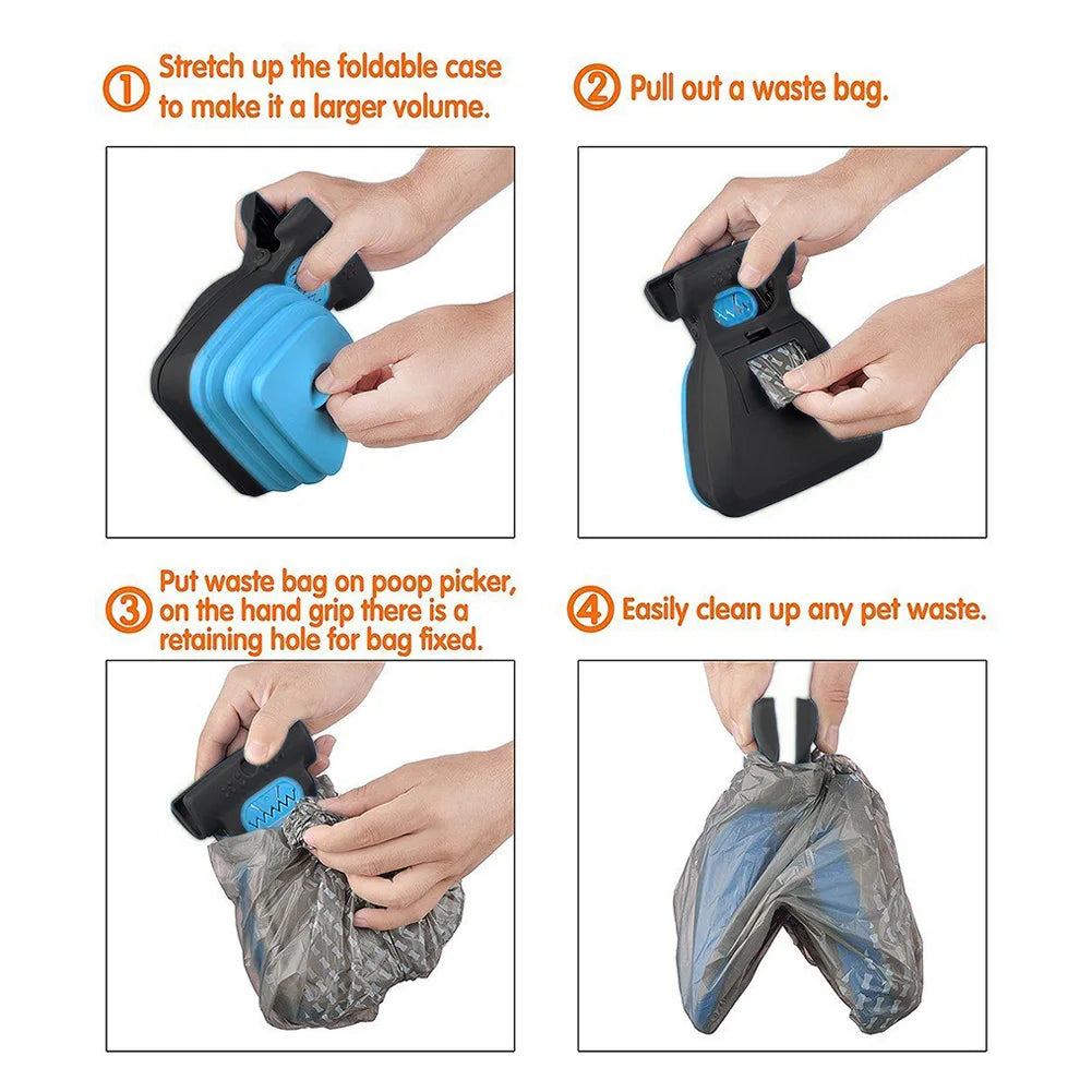 Dog poop scooper with 1 bag