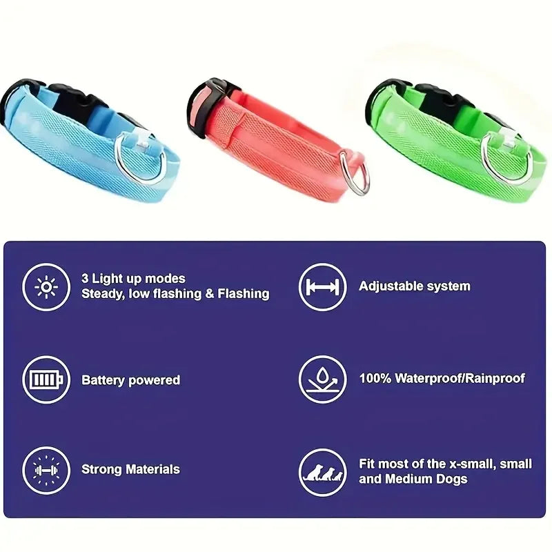 Collar Rechargeable glowing LED dog collar for safety night walks