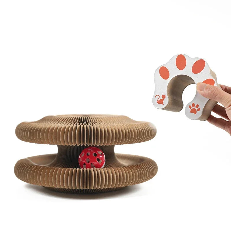Foldable Cat Scratching Board with Ball Track