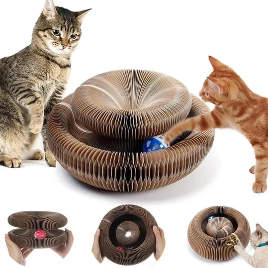 Foldable Cat Scratching Board with Ball Track