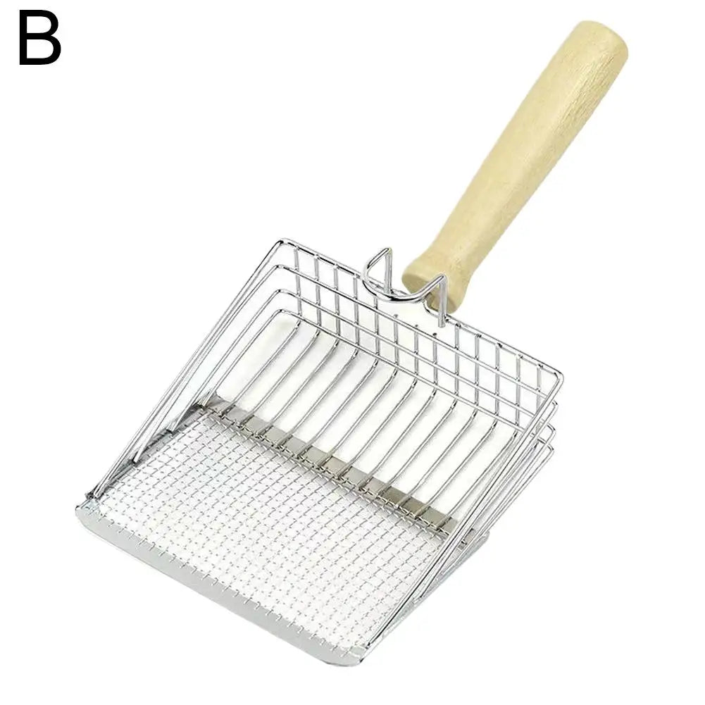 Cat Litter Shovel Stainless Steel Wooden Handle Easy To Rust Washable Kitten Litter Scoop Cats Toilet Cleaning Shovel Tool