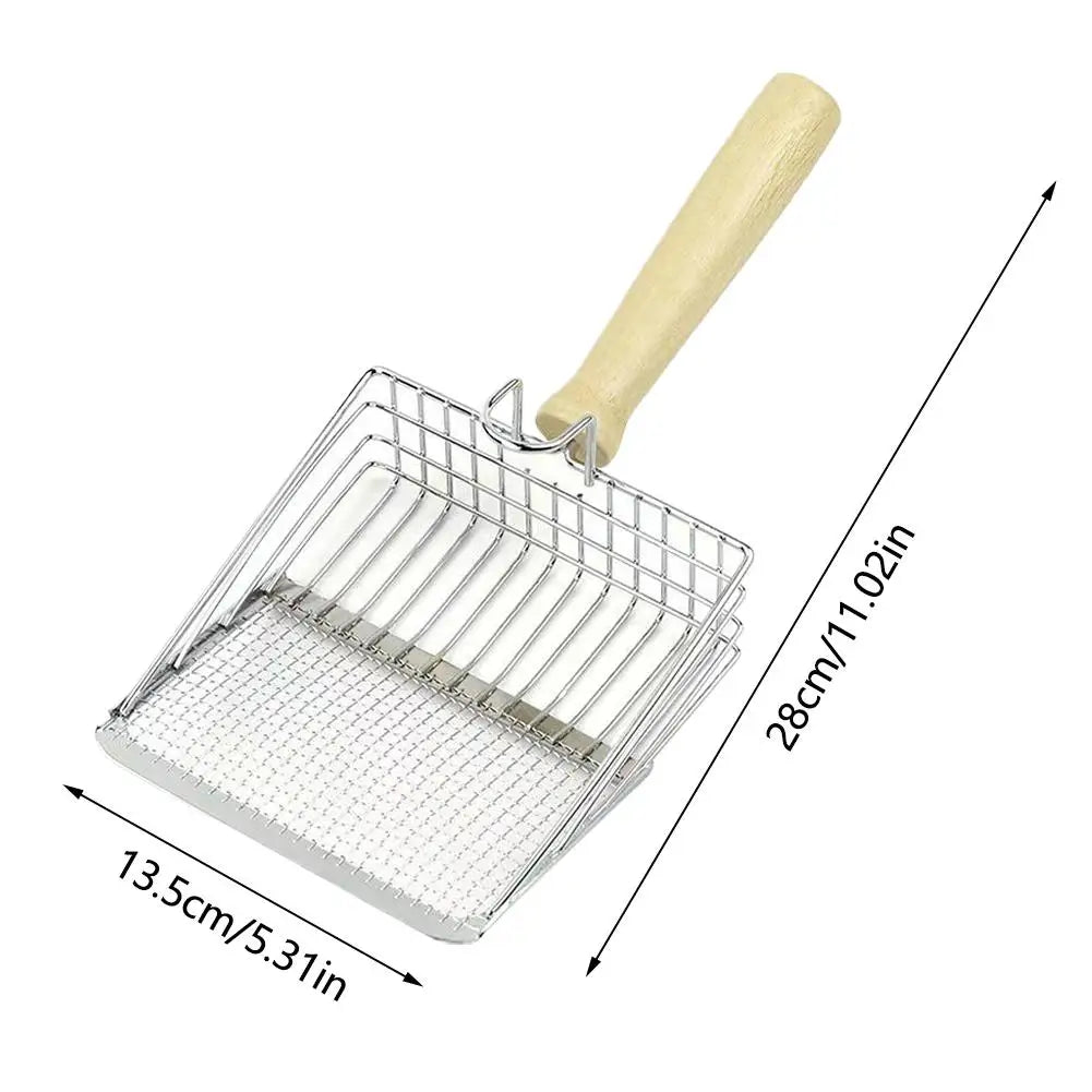 Cat Litter Shovel Stainless Steel Wooden Handle Easy To Rust Washable Kitten Litter Scoop Cats Toilet Cleaning Shovel Tool