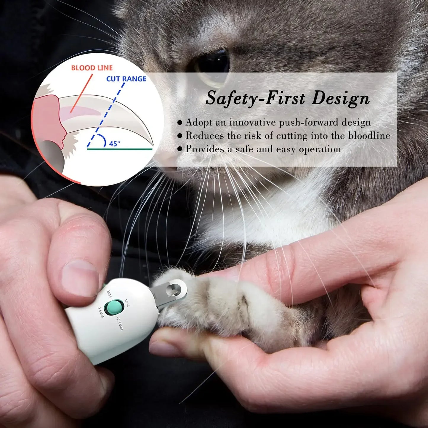 Professional Pet Nail Clippers with Adjustable Hole, Avoid Over-Cutting