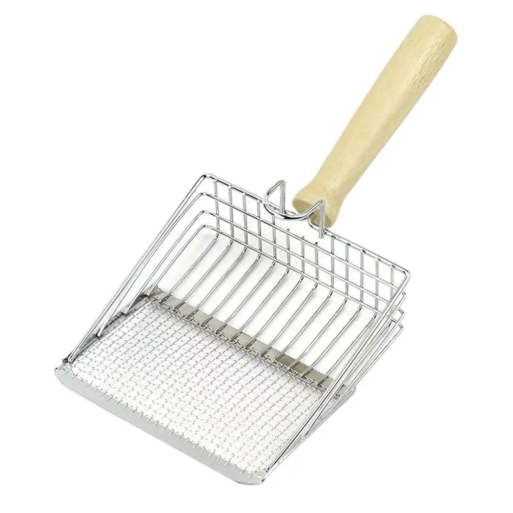 Cat Litter Shovel Stainless Steel Wooden Handle Easy To Rust Washable Kitten Litter Scoop Cats Toilet Cleaning Shovel Tool