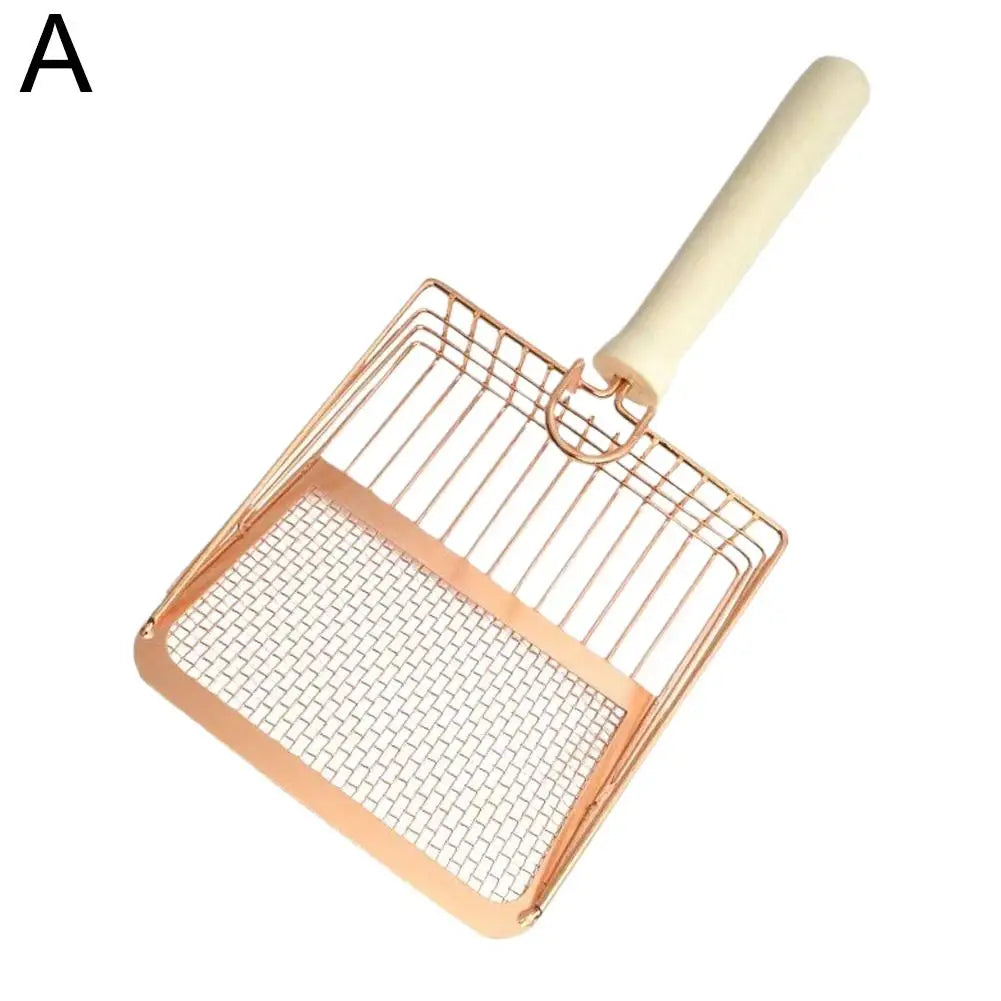 Cat Litter Shovel Stainless Steel Wooden Handle Easy To Rust Washable Kitten Litter Scoop Cats Toilet Cleaning Shovel Tool
