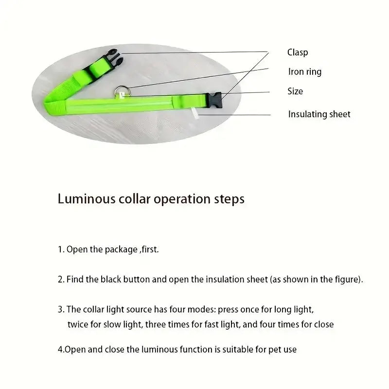 Collar Rechargeable glowing LED dog collar for safety night walks