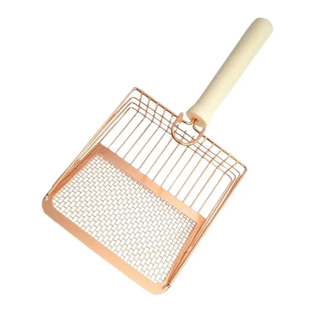 Cat Litter Shovel Stainless Steel Wooden Handle Easy To Rust Washable Kitten Litter Scoop Cats Toilet Cleaning Shovel Tool