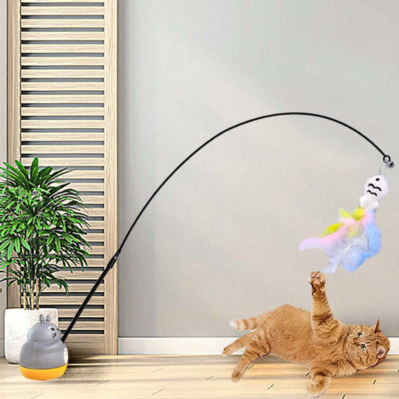 Cat Toys interactive Sucker Feather with Bell Cat Stick Toy for Kitten Playing Teaser Wand Toy Cat Supplies