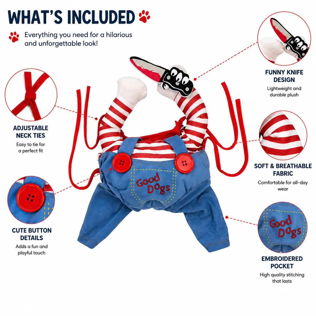 Scary Doll Pet Costume - Chewpie
